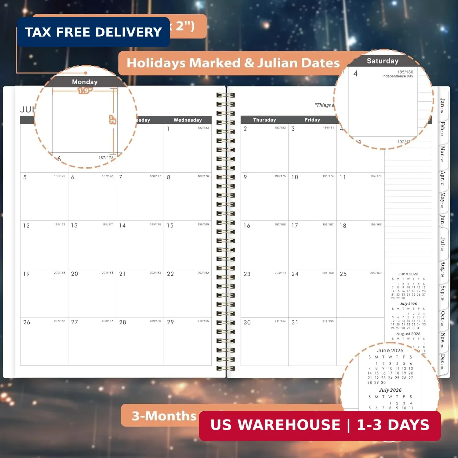 Monthly Planner 2026-2028 – 2 Year Planner 2026-2028, Jul.2026 – Jun.2028, 9″ x