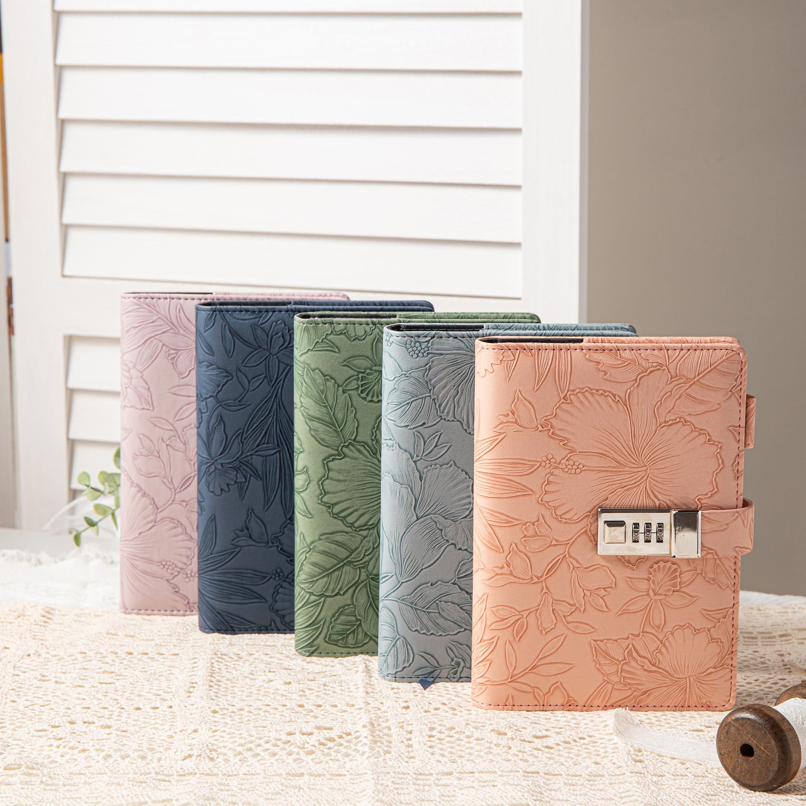 TIEFOSSI Diary with Lock for Women, 3D Embossed Journal Lock, A5, Green