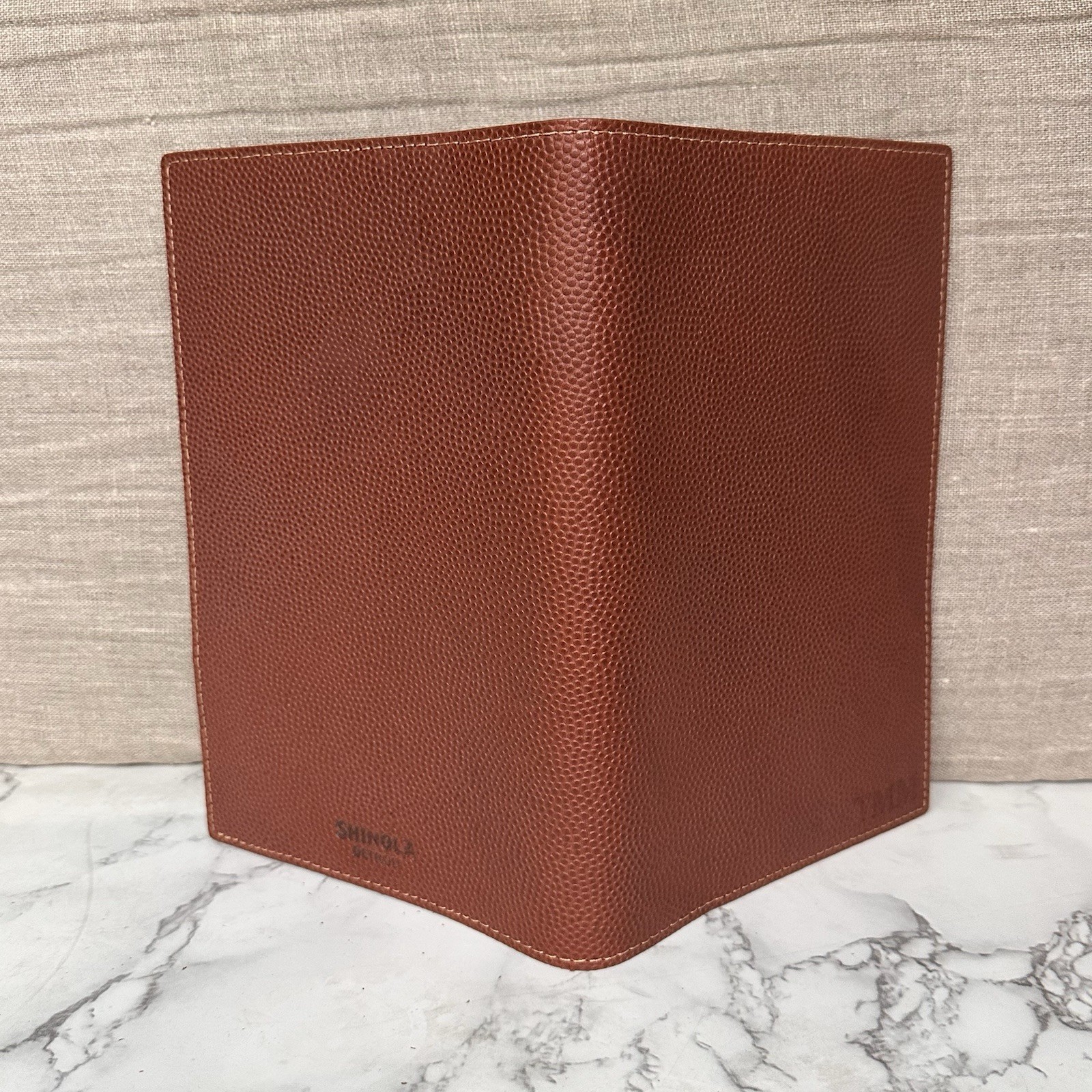 Shinola Brown Pebbled Leather Notebook Journal Cover 5.75×8.75″ Monogram TMM