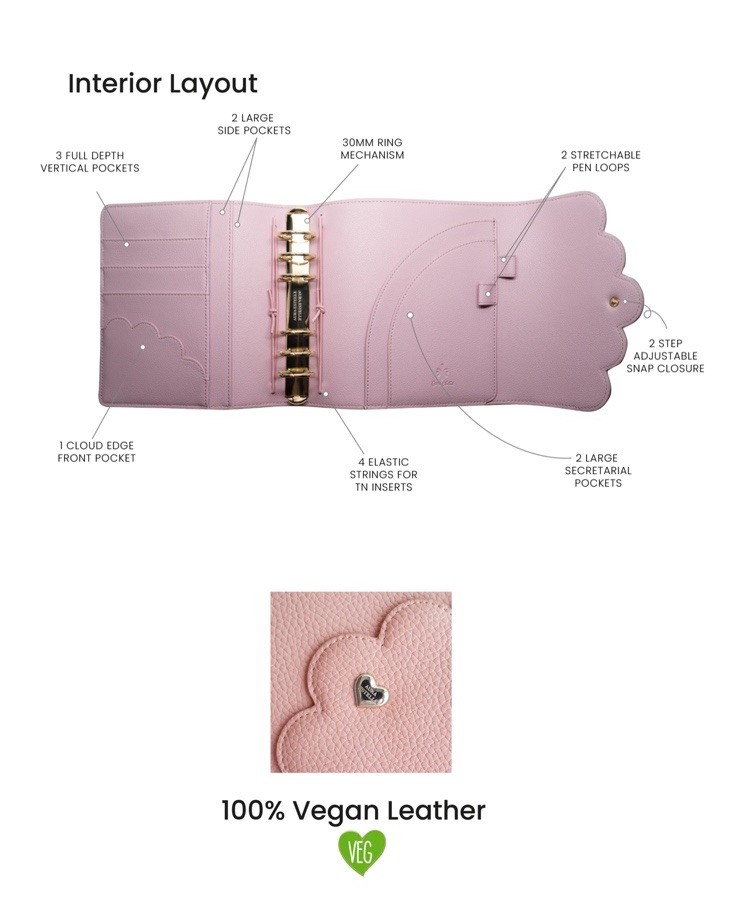 Aura Estelle B6 Vegan Leather Journal Planner Cover Purple Lilac School