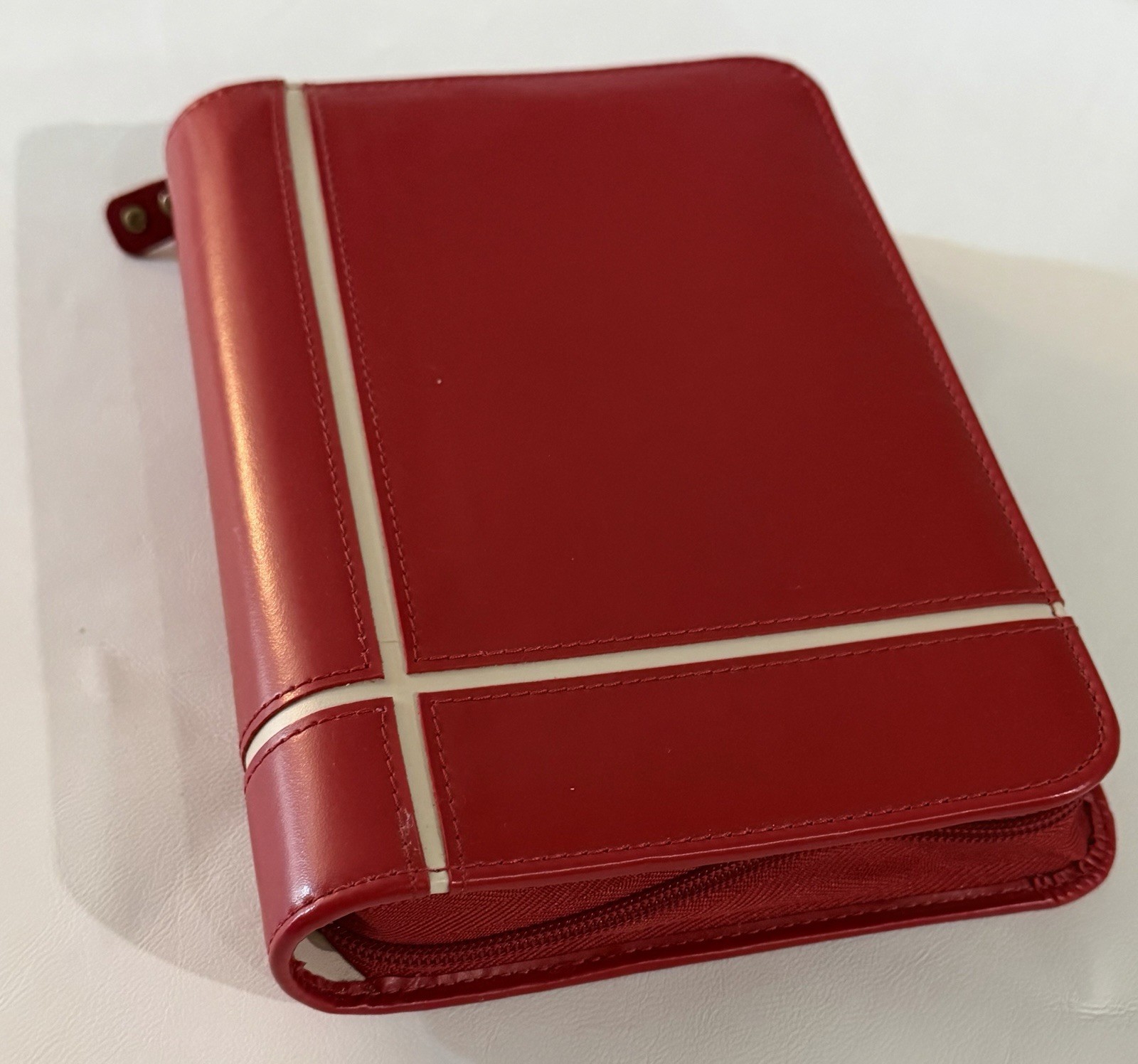 Franklin Covey Classic Zipper Planner Ring Binder Red White 6 Rings 4.25 X 6.75”