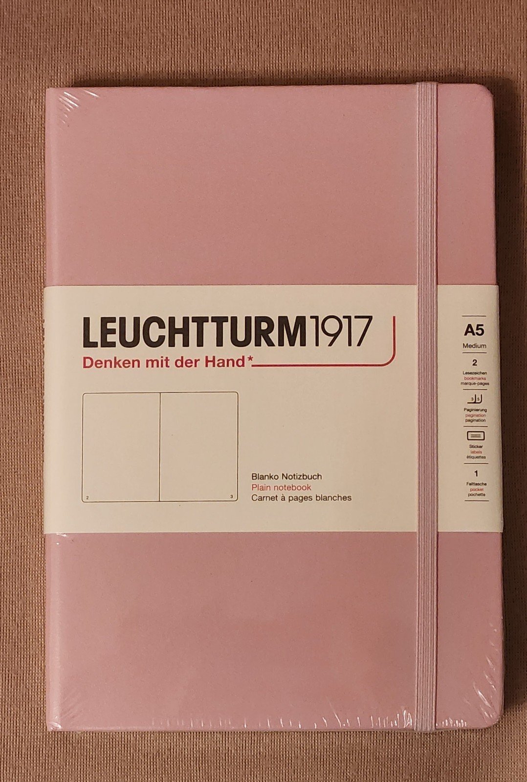Leuchtturm 1917 Hardcover Plain Notebook in Powder (pink) – A5 – NEW SEALED