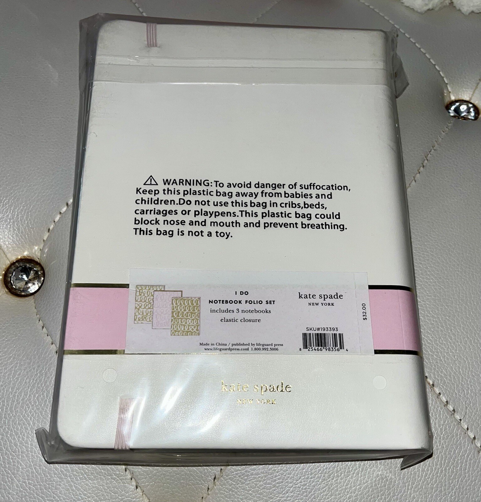 NEW Kate Spade Bridal “I Do” Pink White Gold Notebook Folio Set w/3 Notebooks
