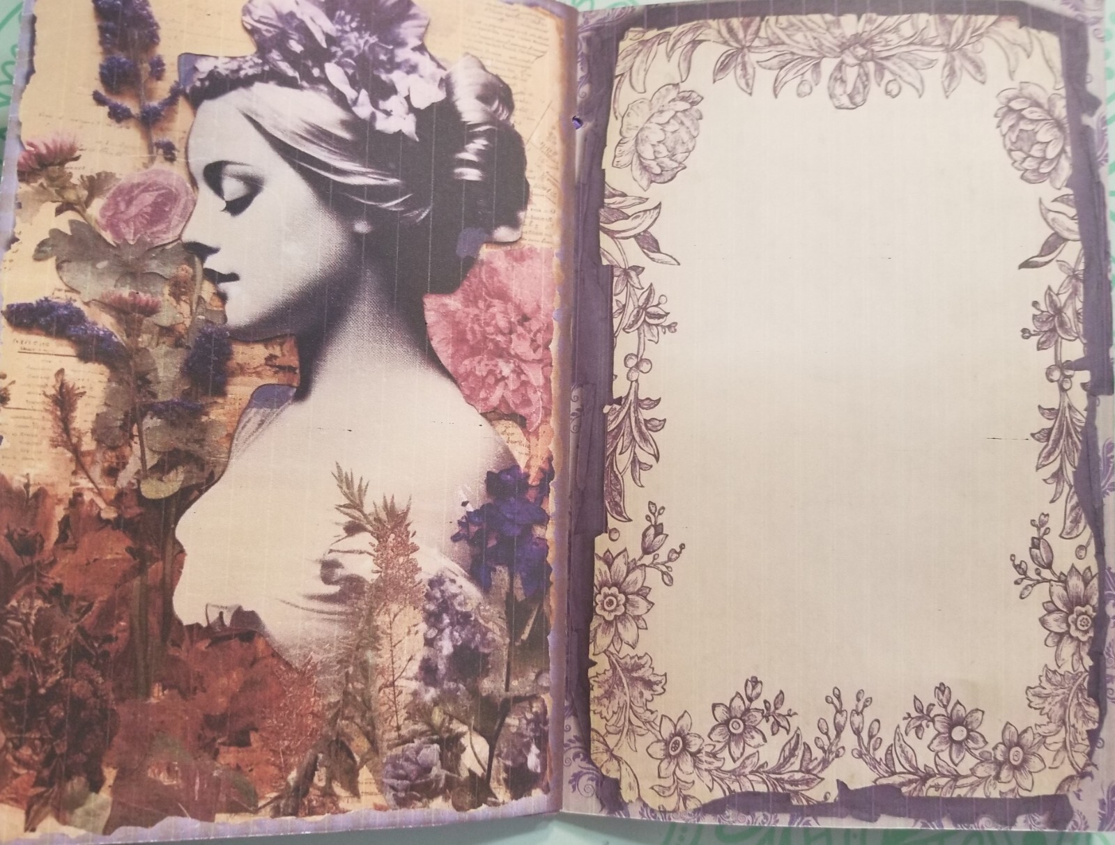 Junk Journal Booklet “LEMONS & LAVENDER” HANDMADE Pockets, Cards, Vtg. Clip