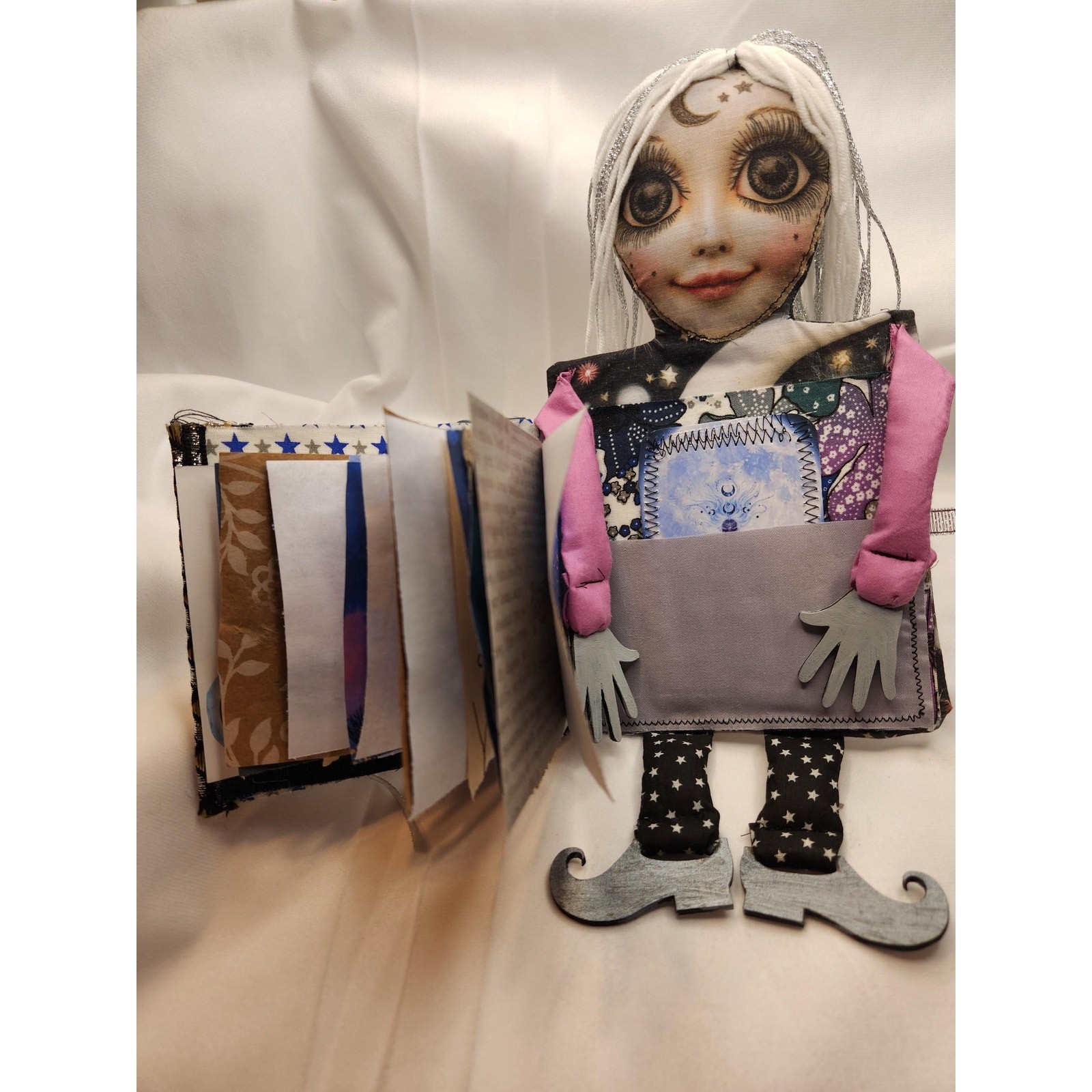 Moon Doll Junk Journal Handmade Mixed Media Naked Refillable Pages Lunar Journal