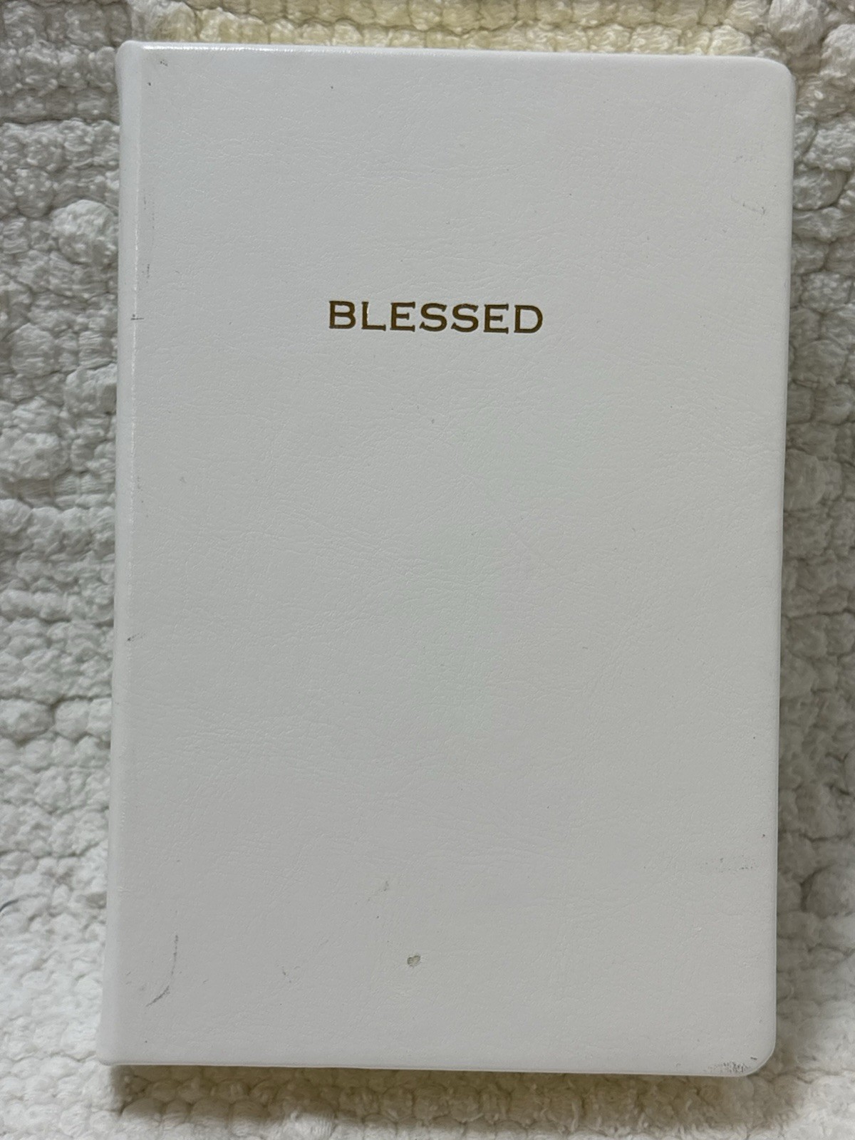 Journal blank lined pages, gold edges, white faux leather cover