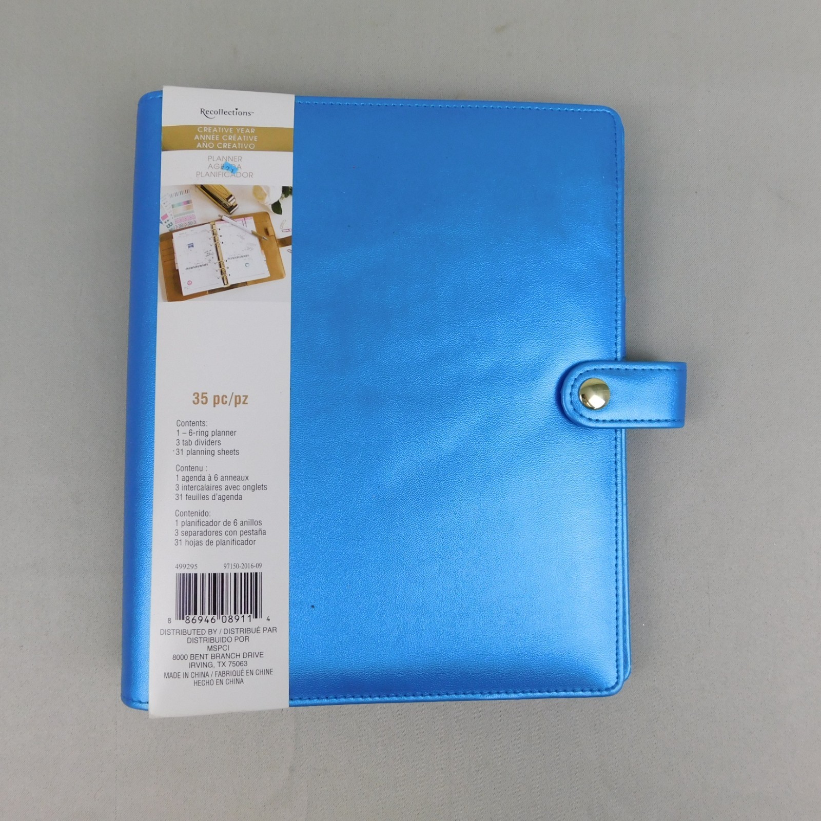 Recollections Creative Year Planner Binder with Dividers Blue Metallic #1653