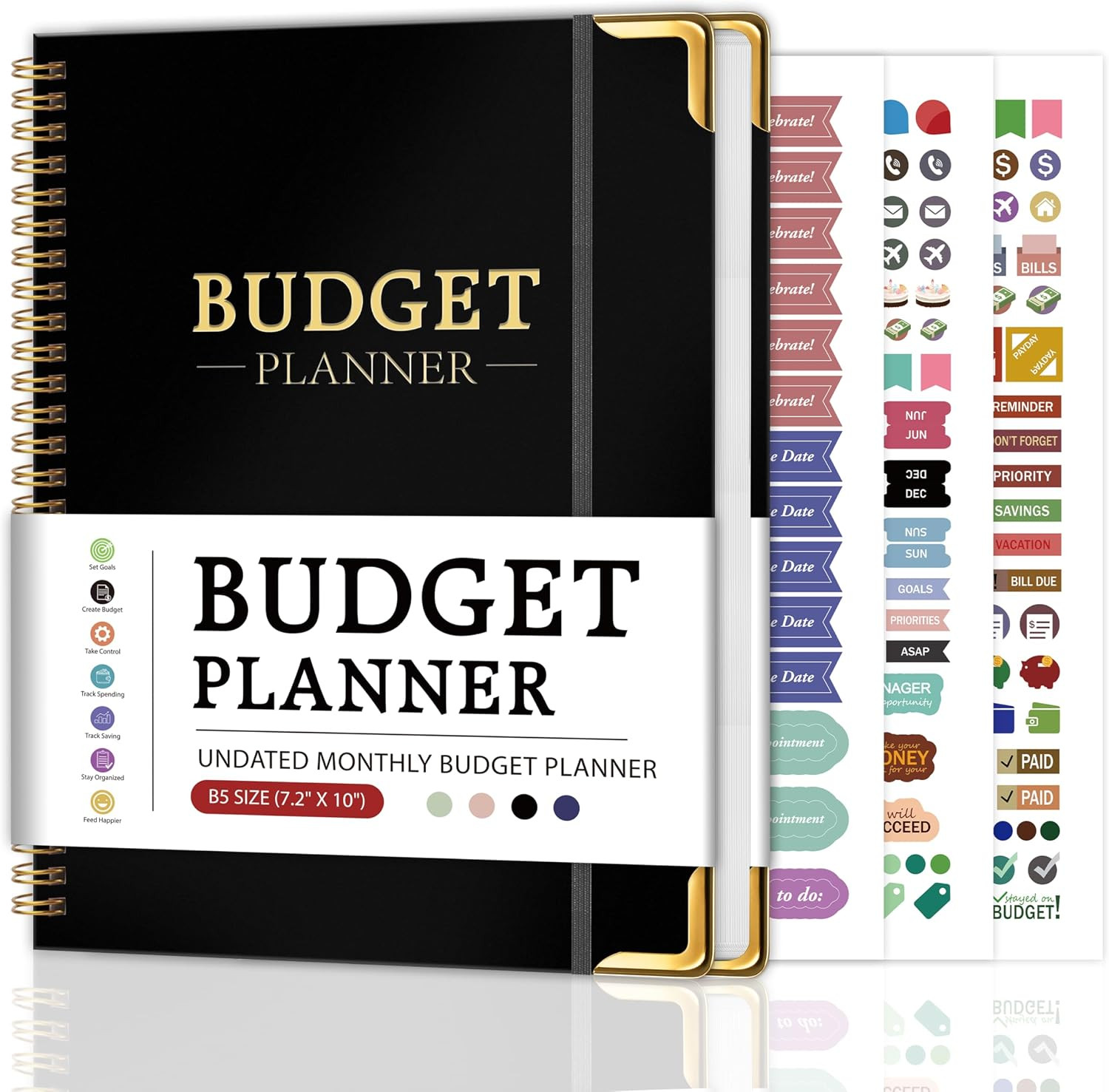 Budget Planner, B5 Undated 12-Month Financial Organizer with Bill Tracker | H…