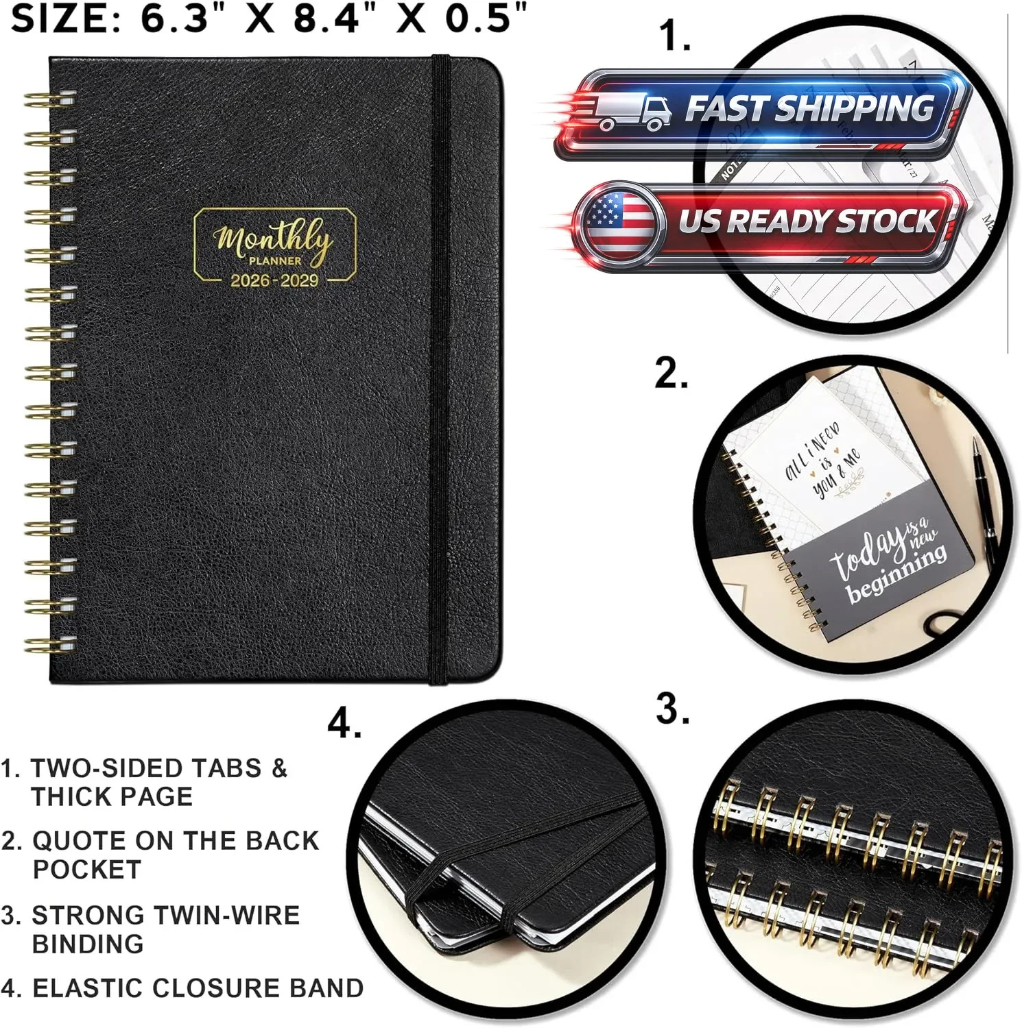 2026-2028 Monthly Planner – 3 Year Monthly Planner 2026-2028, Jan. 2026 – Dec