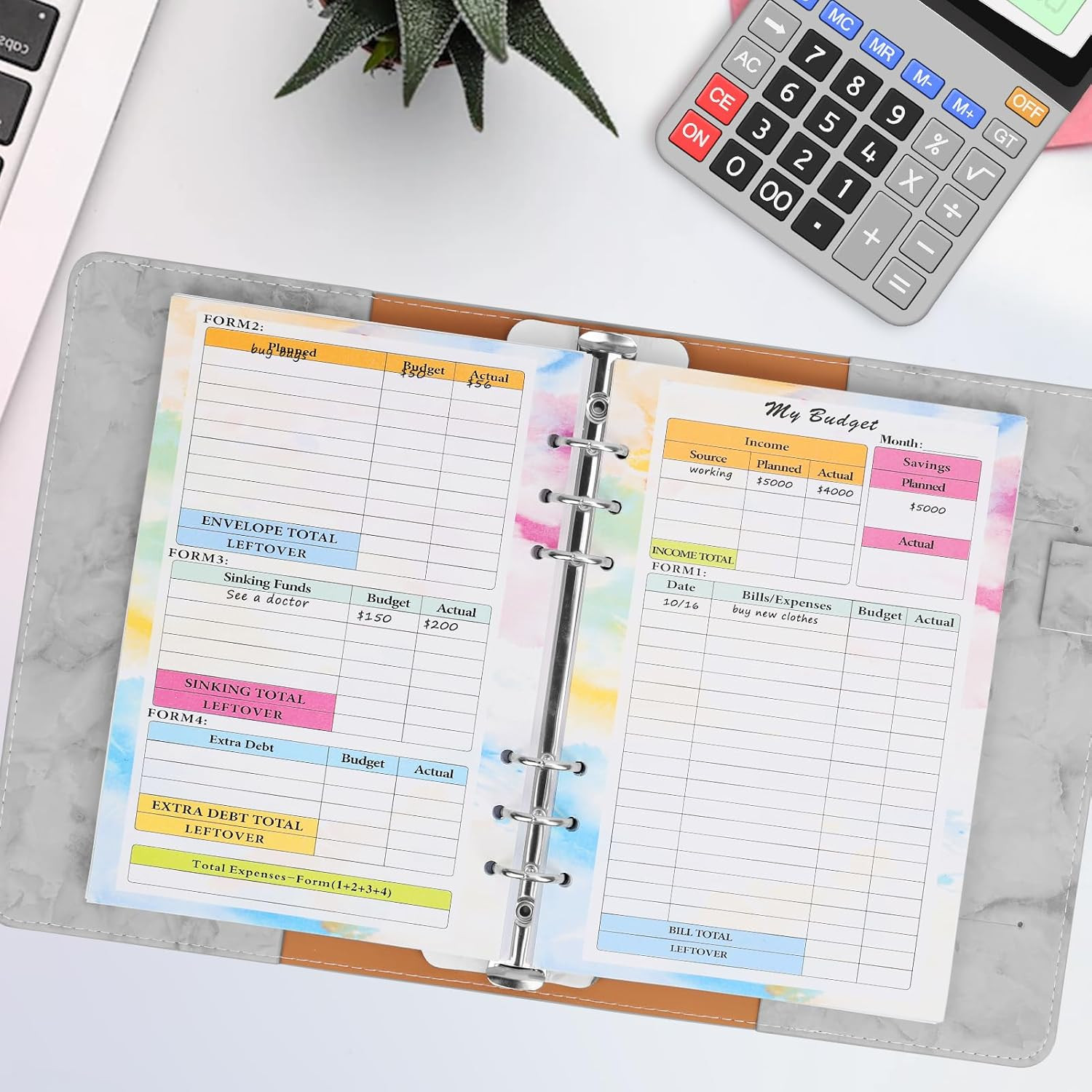Toplive 3 Pack A5 Planner Refill 82 Sheet Colored Monthly Weekly Planner Refill