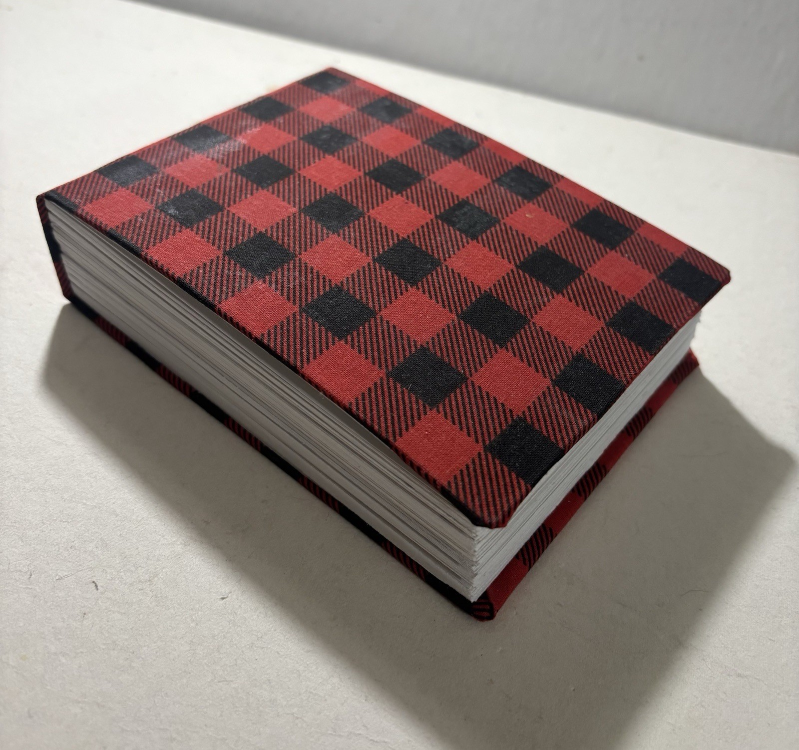 Handmade (fabric) Black Red Checker Blank Sketchbook Journal 4.5 in. x 6in