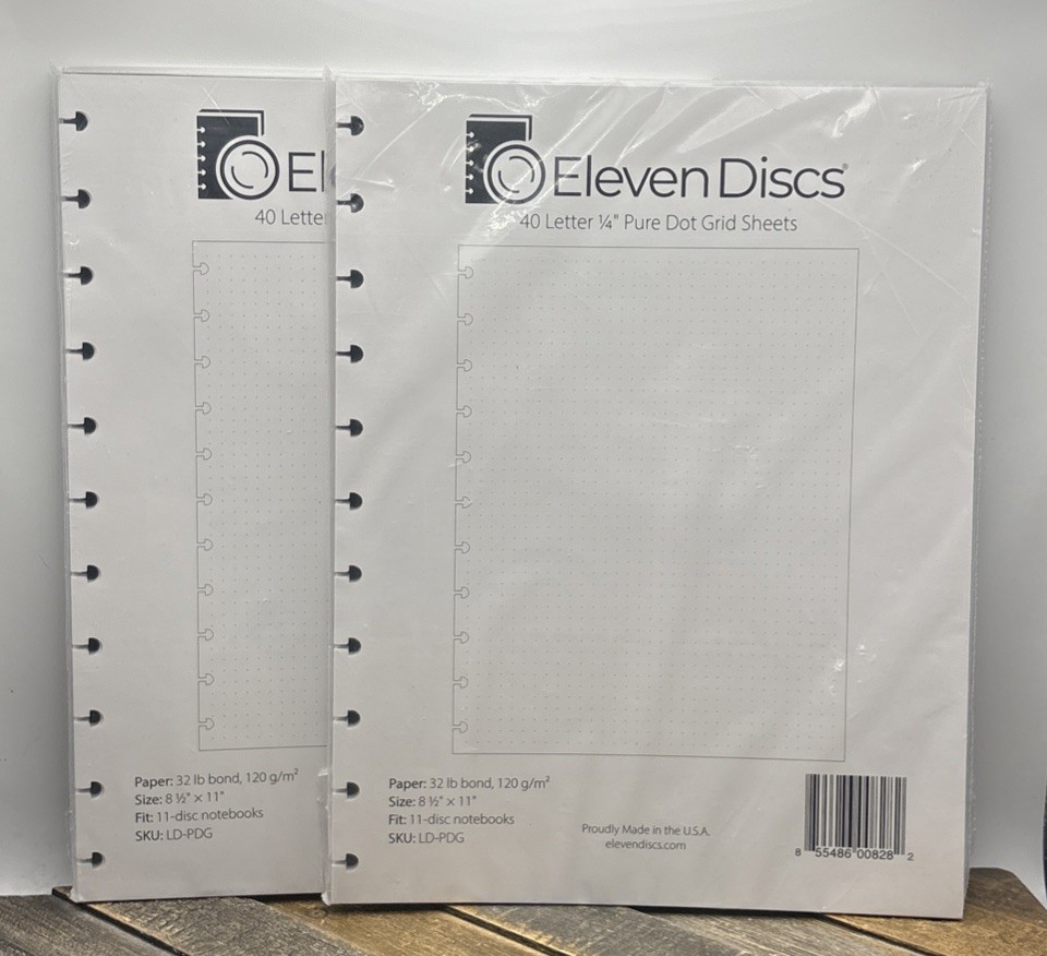 ELEVEN DISCS 40 Letter 1/4” Pure Dot Grid Sheets 32lb 120 g/m2 (LD-PDG) LOT OF 2