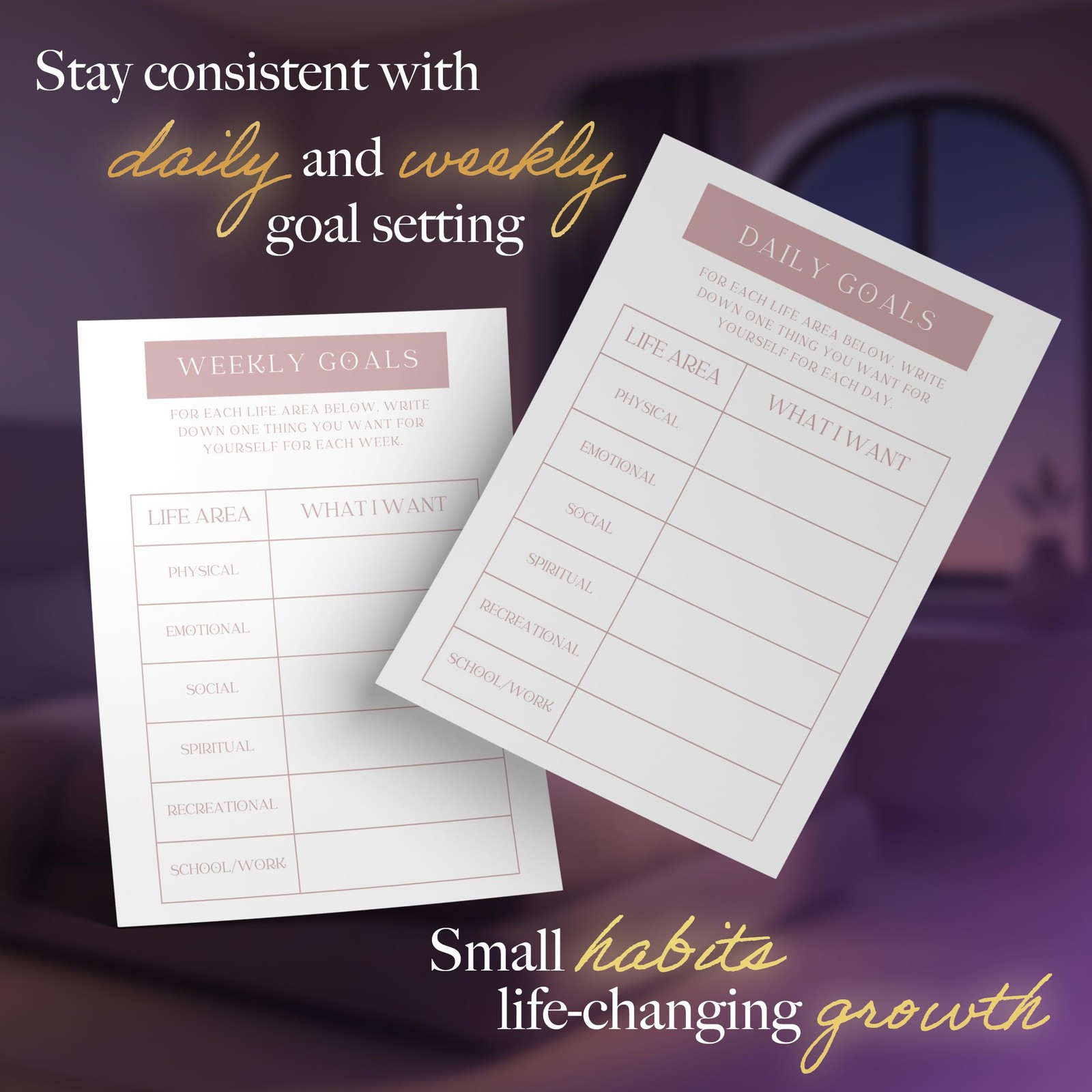 Planners with Purpose Self-Care Planner – Daily Wellness Journal Purple