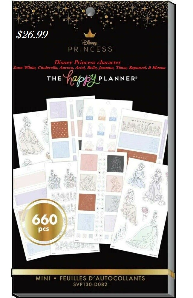 The Happy Planner Disney PRINCESS Big 660 Pc Calendars & Planners Sticker Book