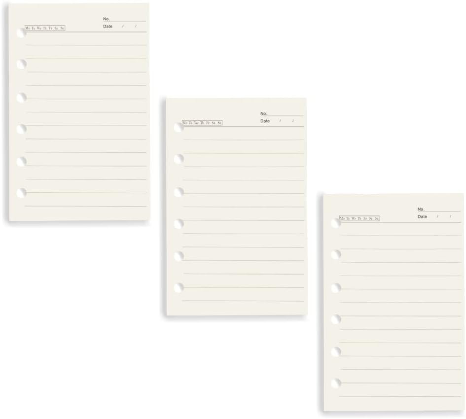 A7 Lined Refill Paper 3 Pack Loose Leaf 6-Hole Filler Refills