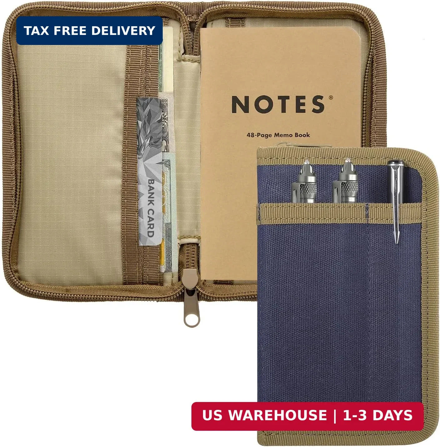 KOSIBATE Pocket Notebook Cover for Field Notes, Waxed Canvas Journal Cover with