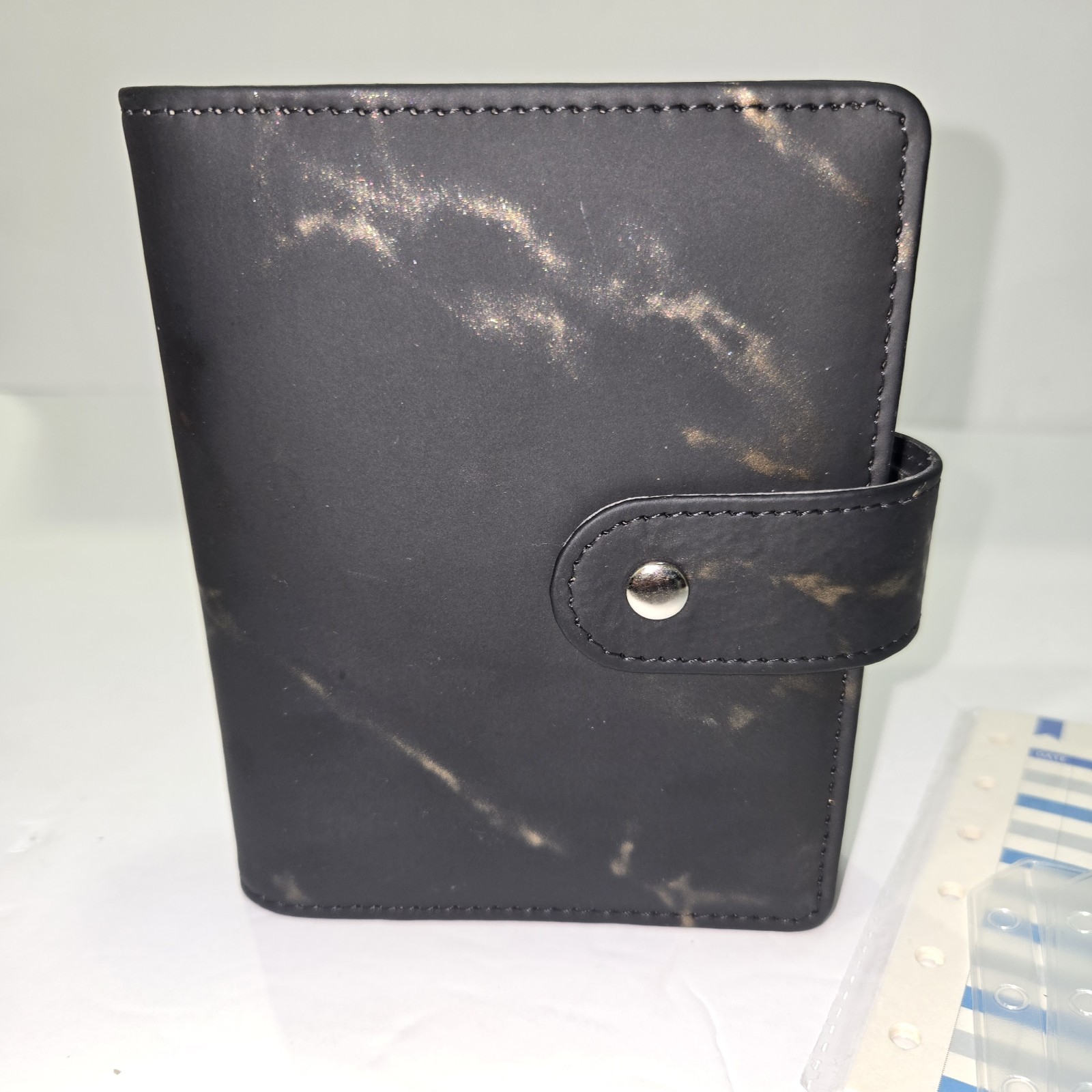 Pocket Budget Planner, Expense Tracker Daily Memo Notes. Black Marble Design New