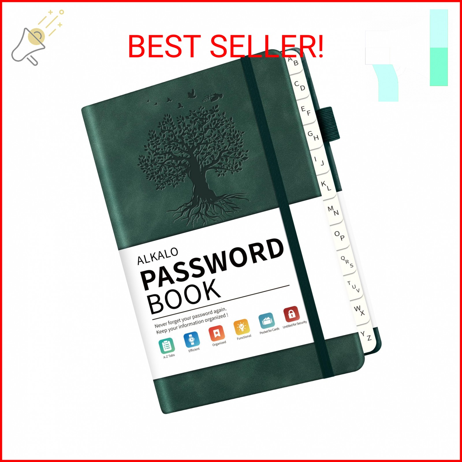 Password Book with Alphabetical Tabs, 4.5″x5.9″Small Pocket Password Keeper Book
