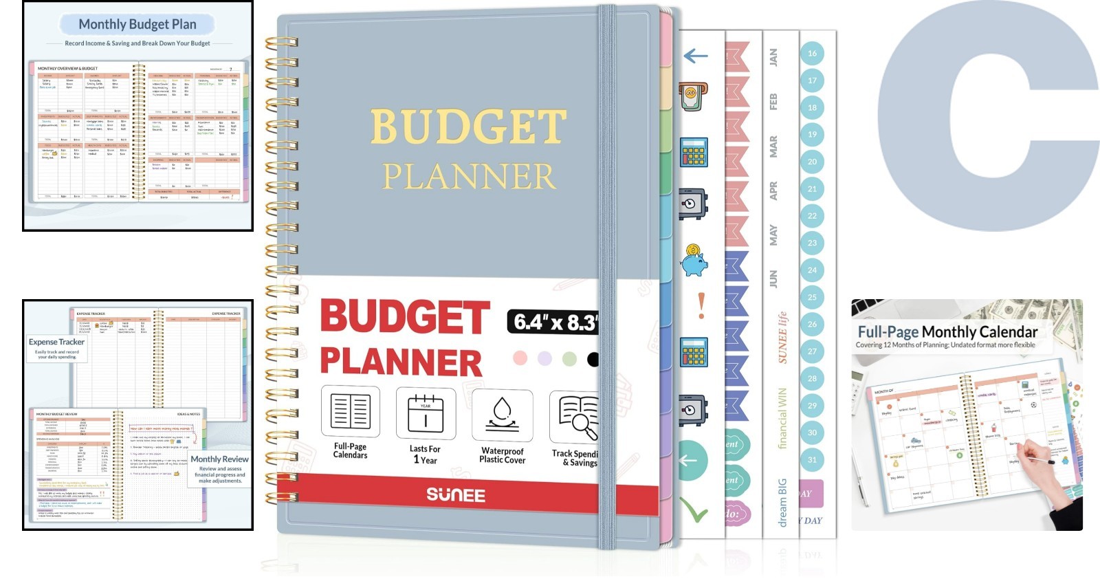 Undated Monthly Budget Book with Waterproof Cover – A5 Financial Organizer