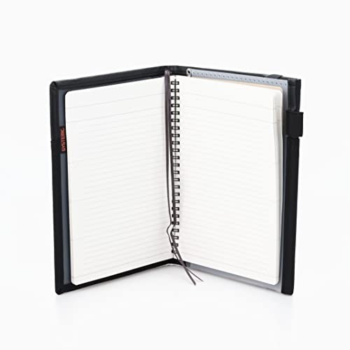 A5 Black Blank Secure Notebook Cover with Elastic Closure and Pen Loop