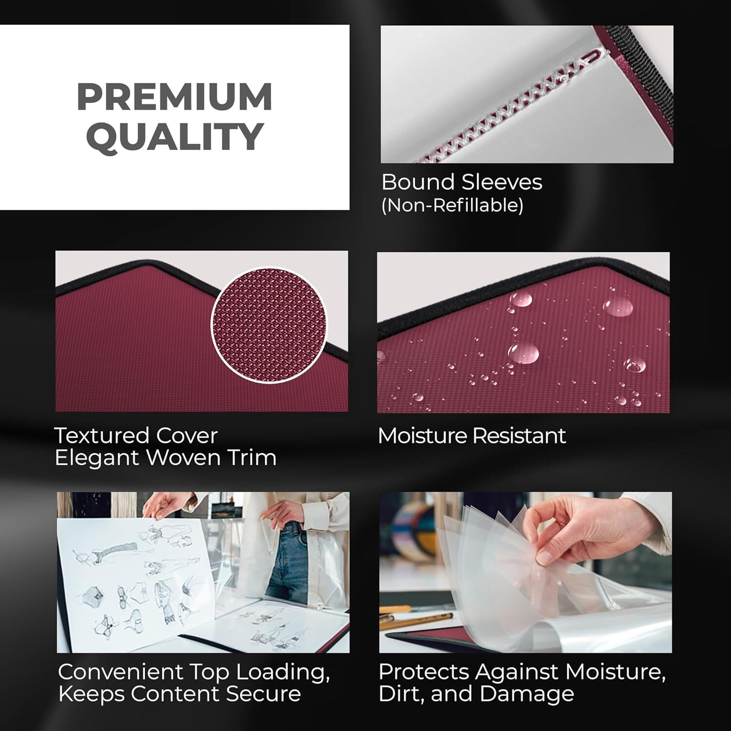 11X17 Art Portfolio Binder With Mounting Paper – (Ruby) Large Portfolio