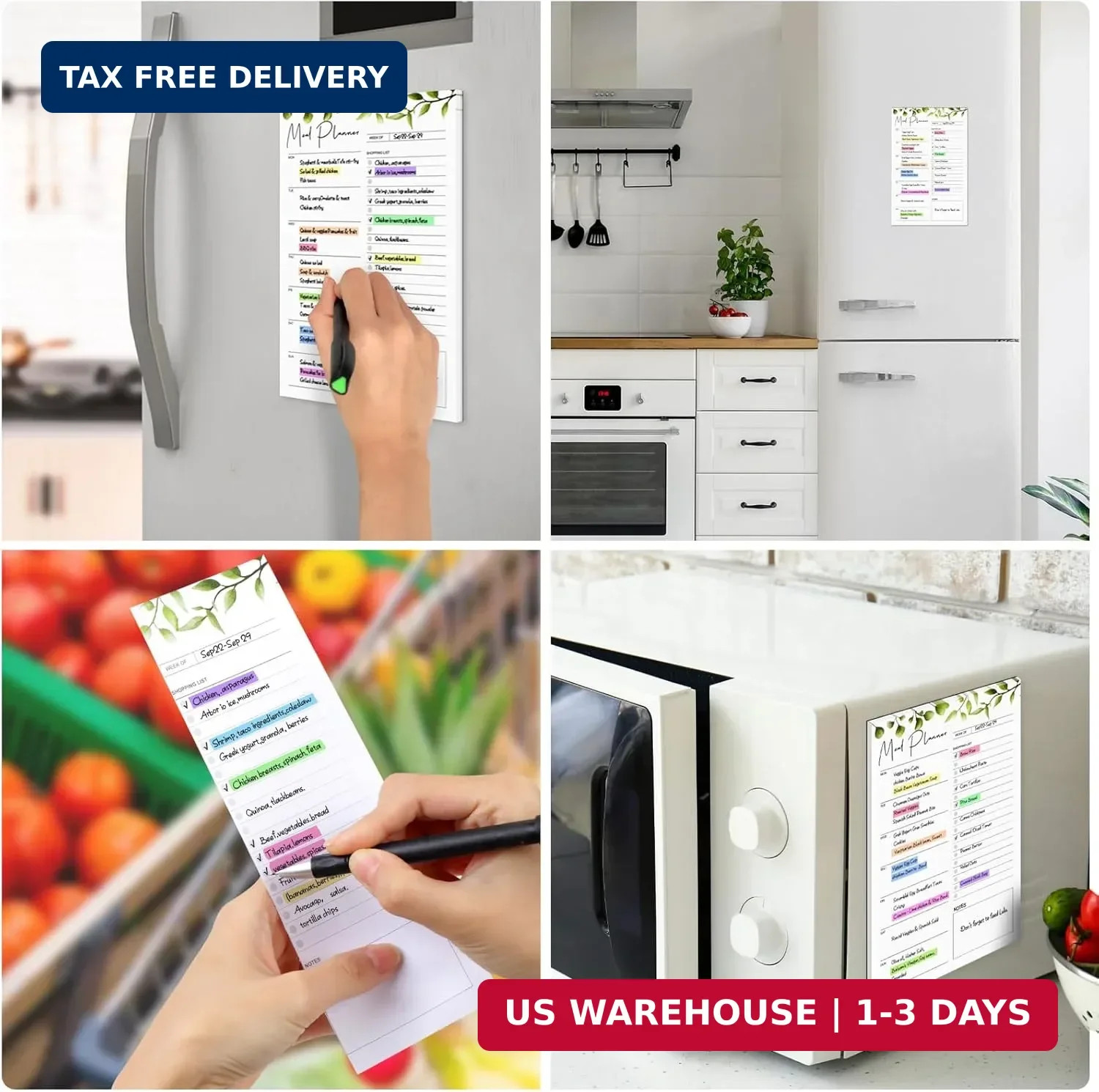 Joyberg 2 PCS Weekly Meal Planner Magnetic for Fridge 8.3×5.5″, Undated Meal Pla