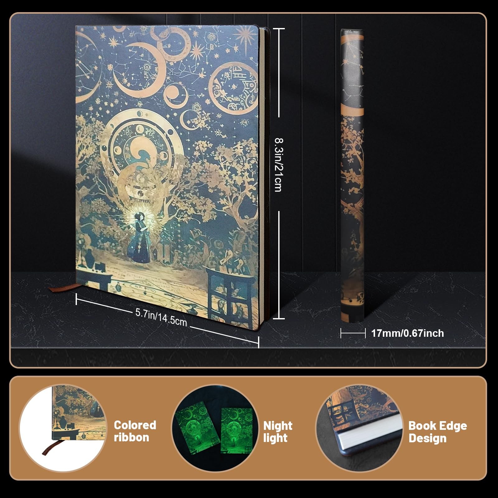 HHNBSRC Magic Notebook Glow-in-the-dark, Suitable for Children’s Black&Yellow