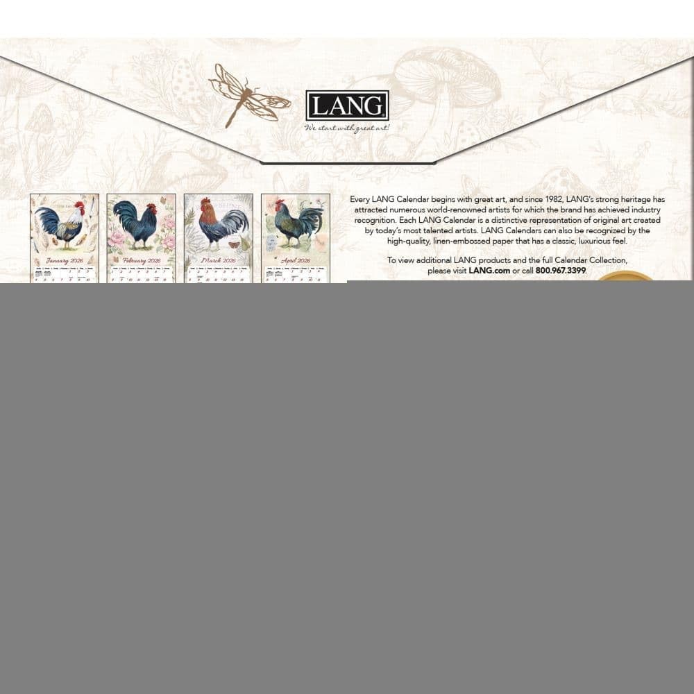 Lang, Proud Rooster 2026 Wall Calendar by Susan Winget, 12.5″W x 0.2″H, 2026