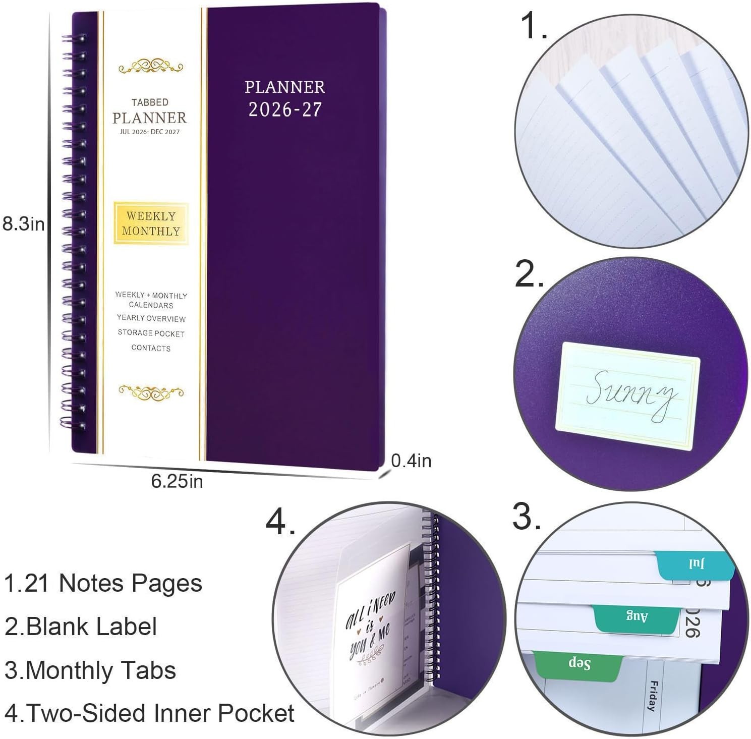 Stylish 2026-2027 Academic Planner – Twin-Wire Binding, Weekly & Monthly Pages