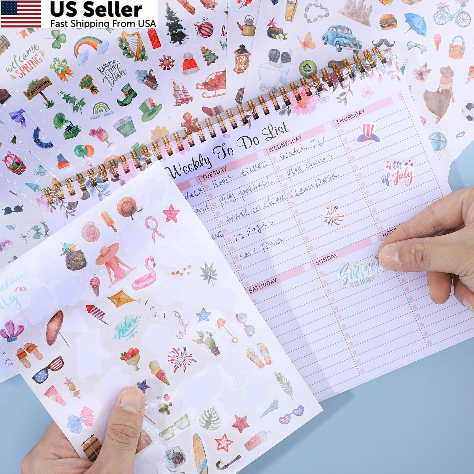 BESARME Planner Stickers with Glittery Film, 1000+ Scrapbook Colorful