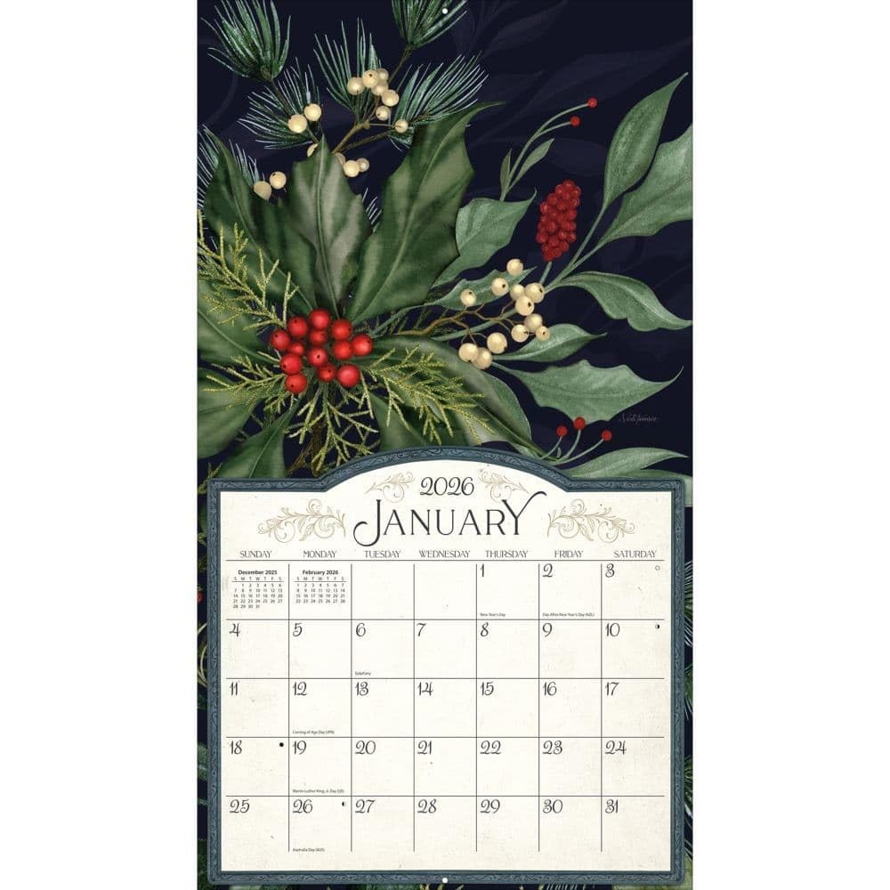 Lang, Midnight Garden 2026 Wall Calendar by Nicole 12.5″W x 0.2″H, 2026