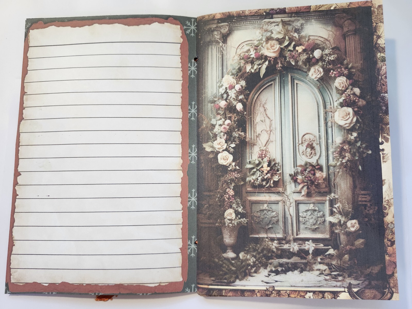 Junk Journal Blank BOOKLET “VICTORIAN WINTER” HANDMADE Christmas, LG 8.5″x5.5