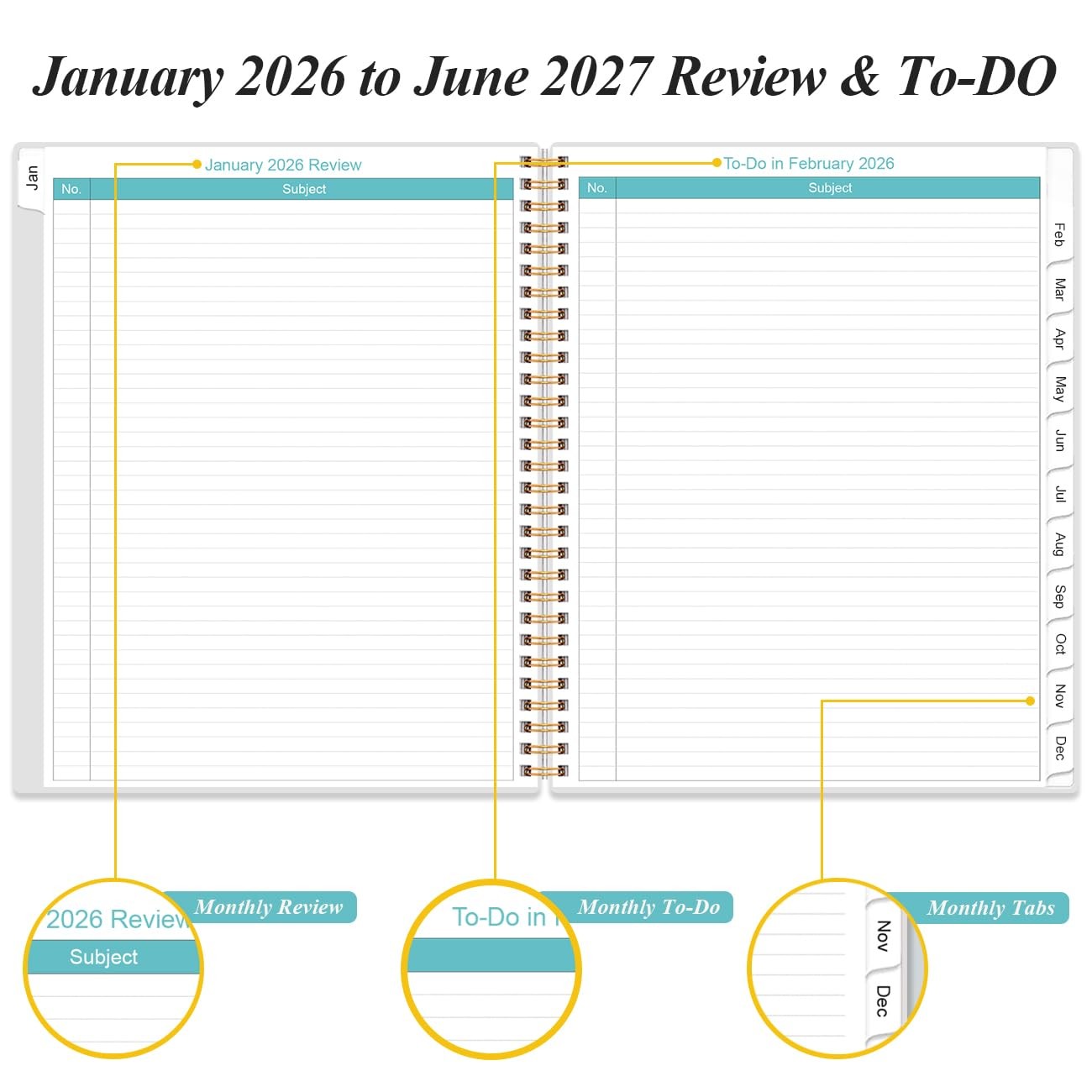 2026-2027 Monthly Planner – 18 Calendar, 9″ x 11″, Blue Watercolor