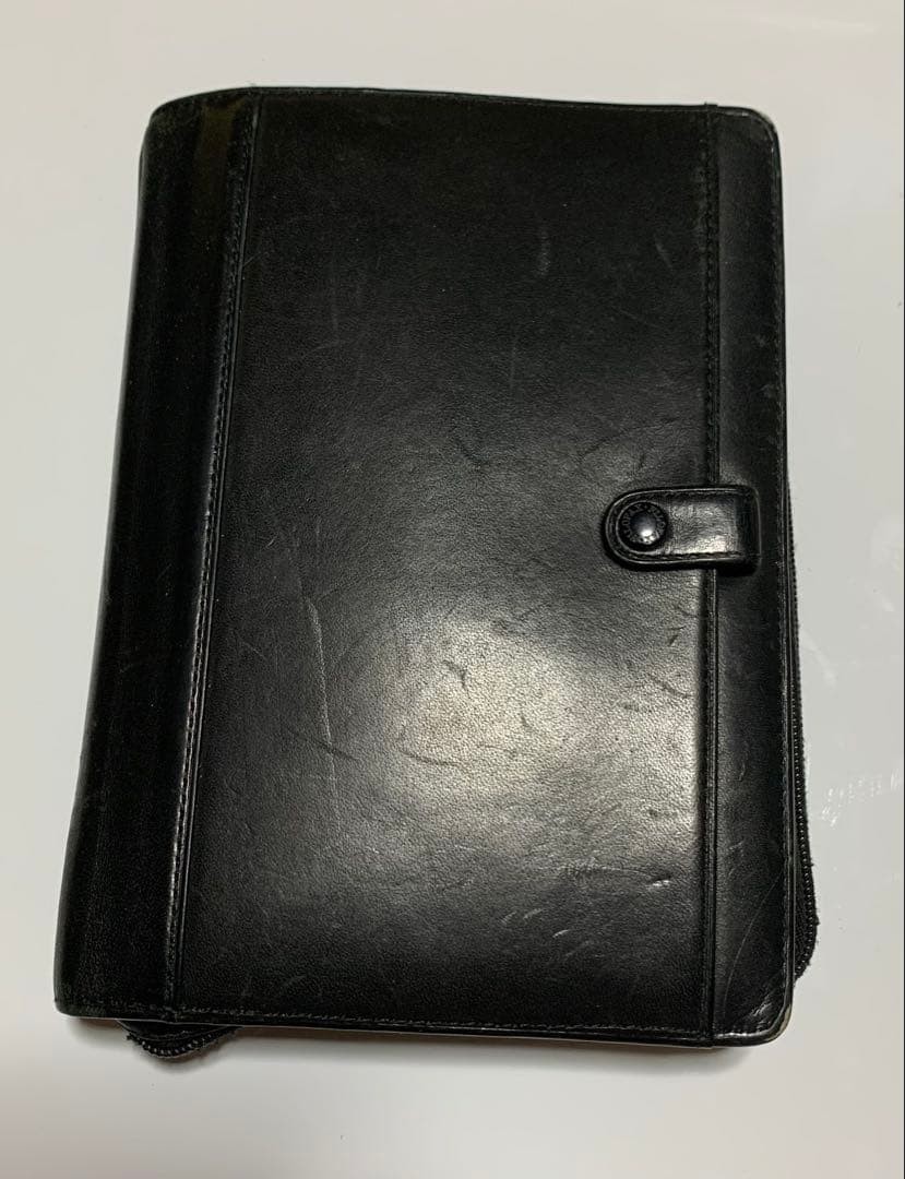 Filofax Durham System Planner leather black rare solid Aurthentic