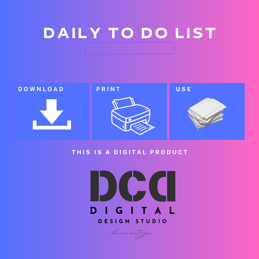 Printable Daily Digital Planner, Printable To-Do List, Digital product