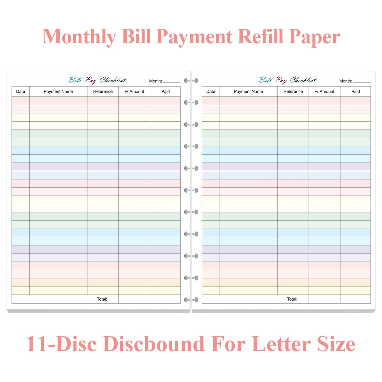 A4 TUL Bill Payment Checklist Refills – 50 Sheets/100 Pages Letter Size Month…