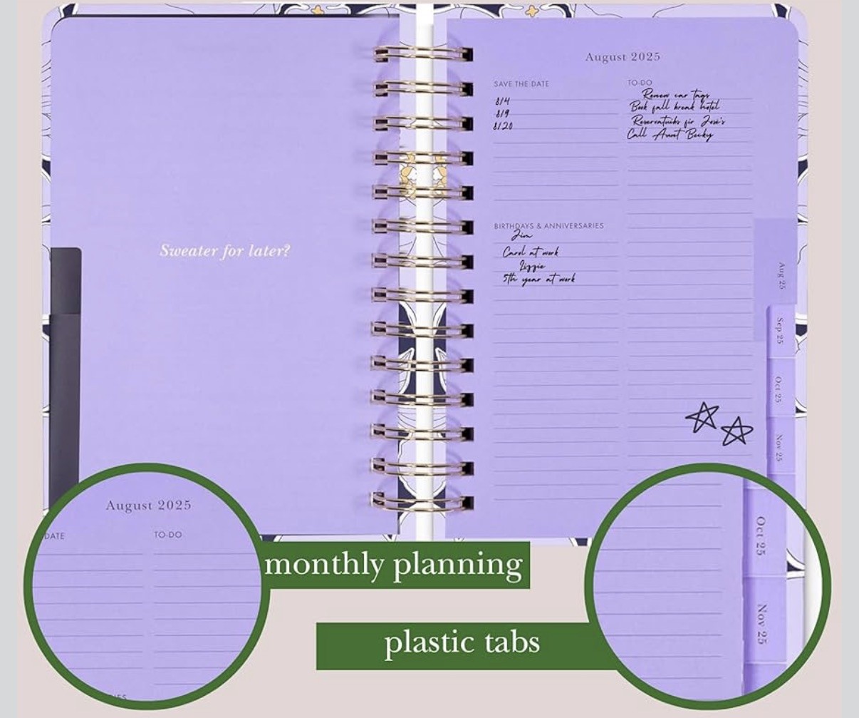 NWT Kate Spade New York Daily Planner Aug 2025- Dec 2026 Medium Purple Floral