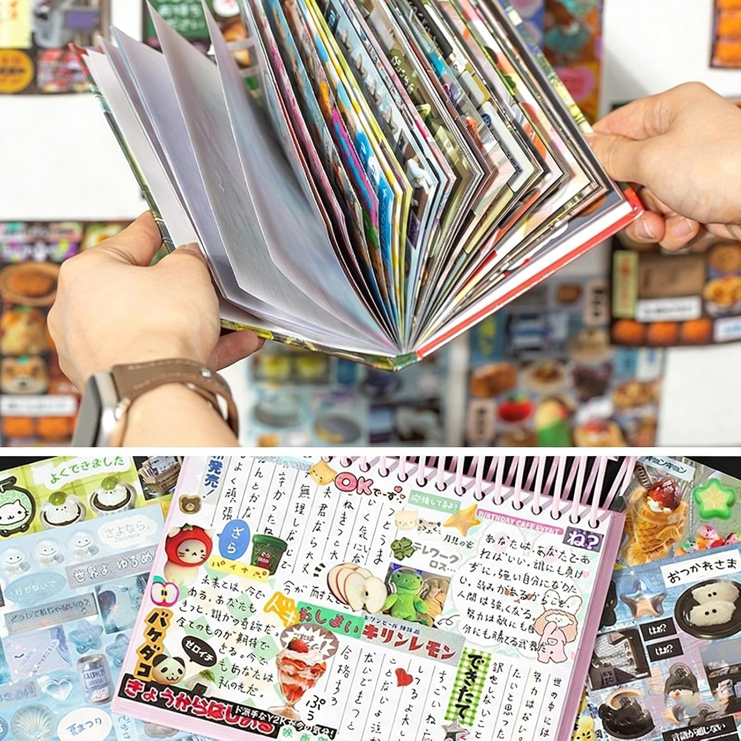 45 Sheets Japanese Sticker Book for Scrapbook 800+Pcs Heisei Retro Manga Styl…