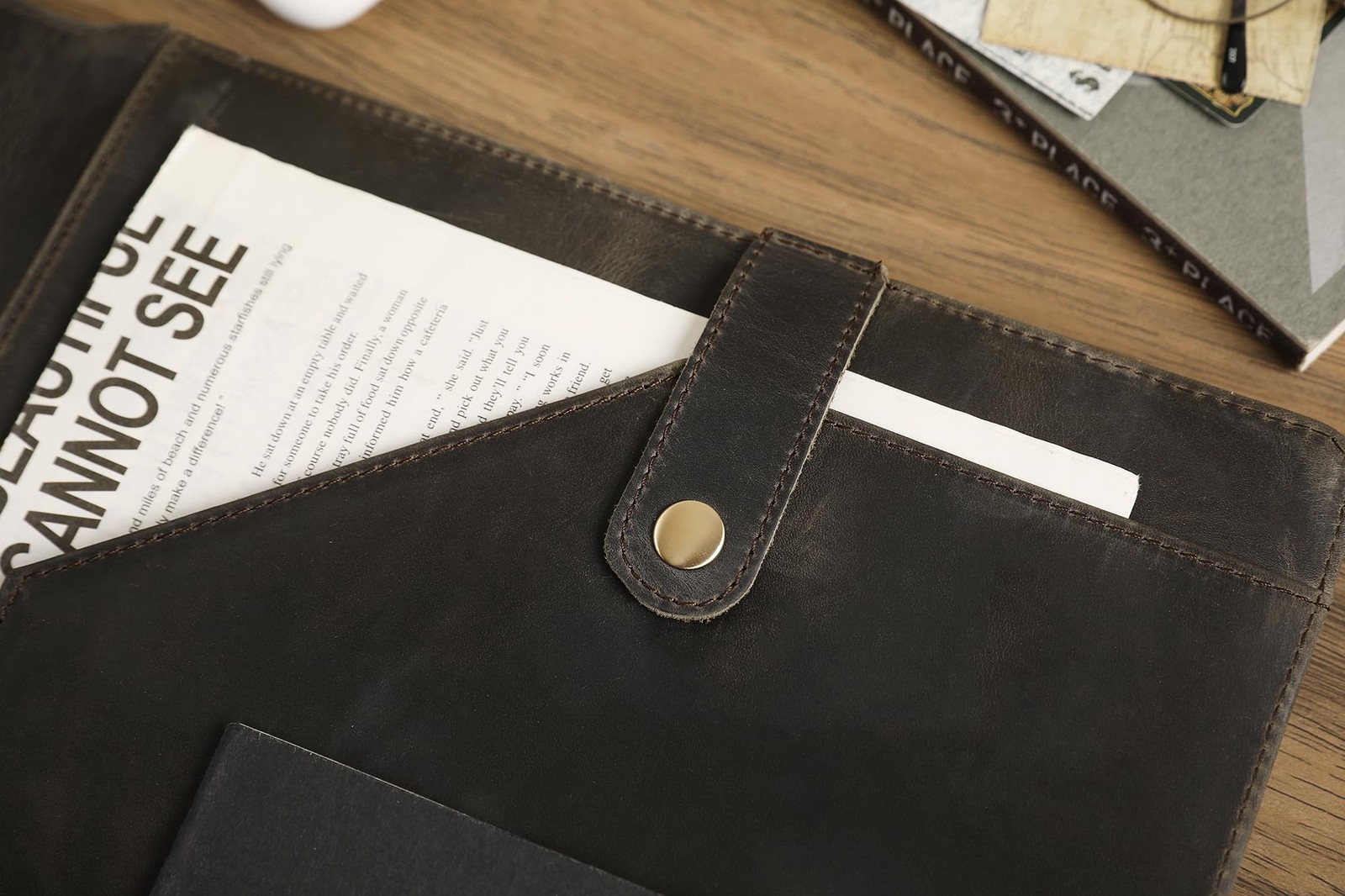 Personalized Leather Padfolio for Lefty, Business Portfolio Binder with Notepad