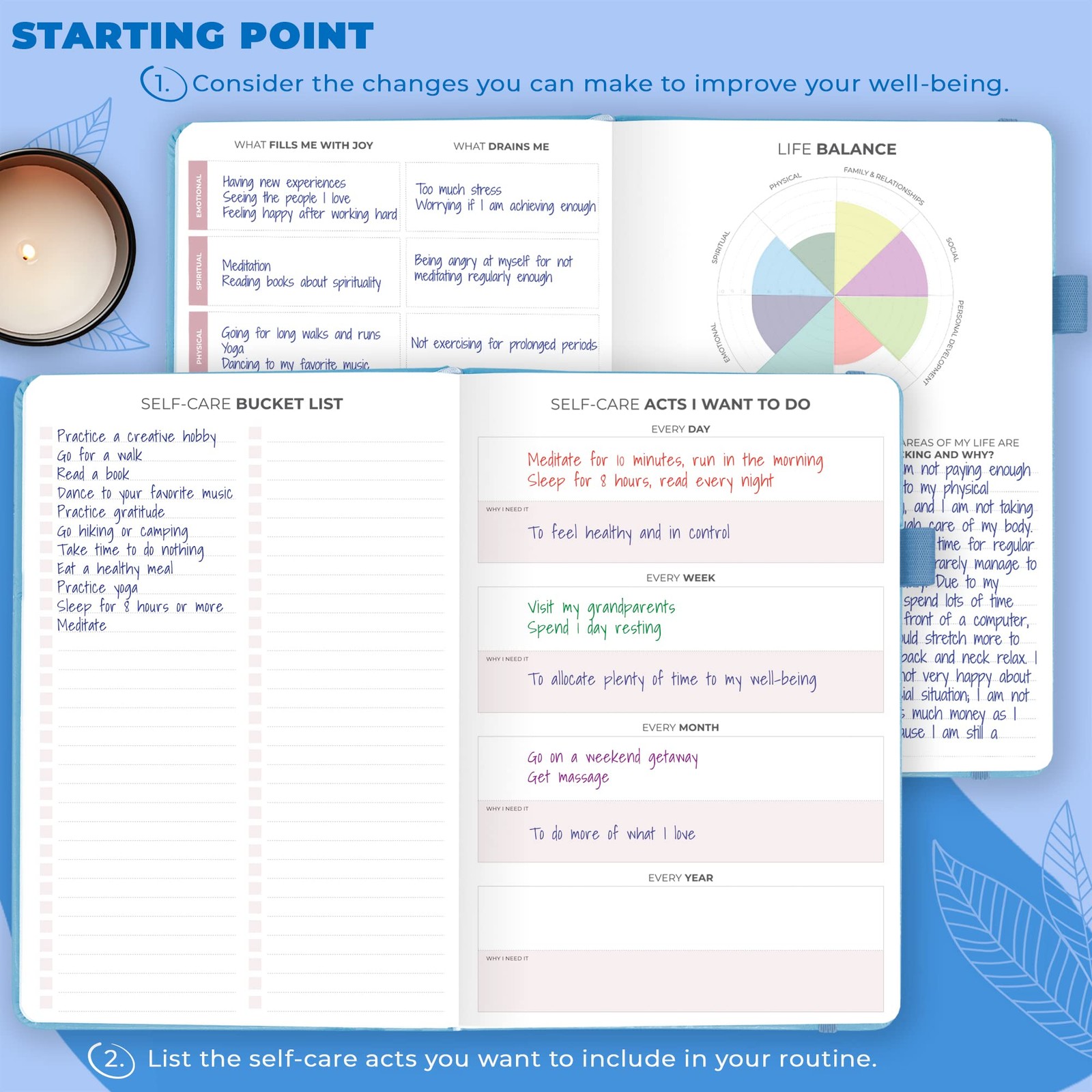 Clever Fox Self-Care Journal – Daily A5 (5.8” x 8.3”), Light Blue