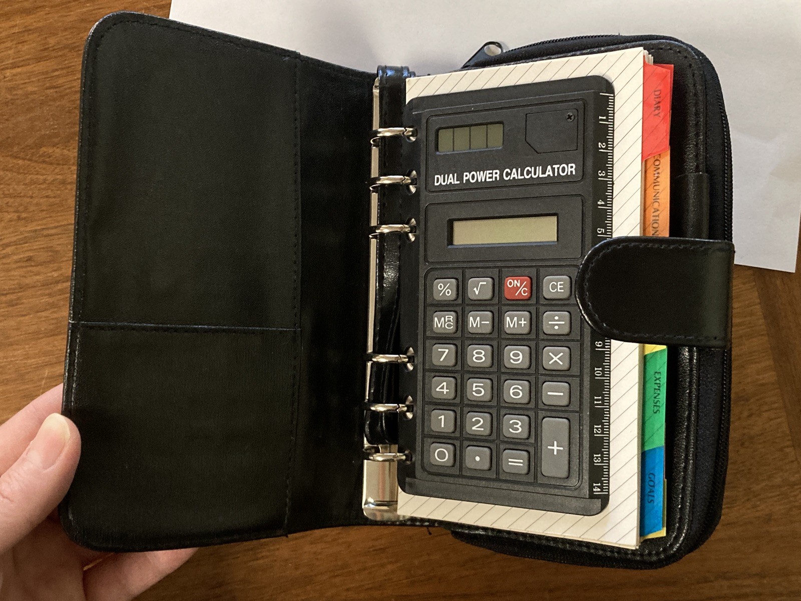 Vintage 90s Day Planner Organizer Y2K Binder Black Faux Leather Six Rings 5×7