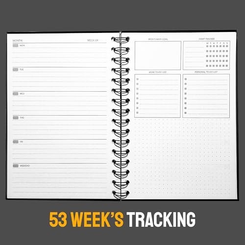 Undated Weekly Planner Notebook 2026, A5 (5.8″ x 8.3″) Hardcover Weekly to do Li