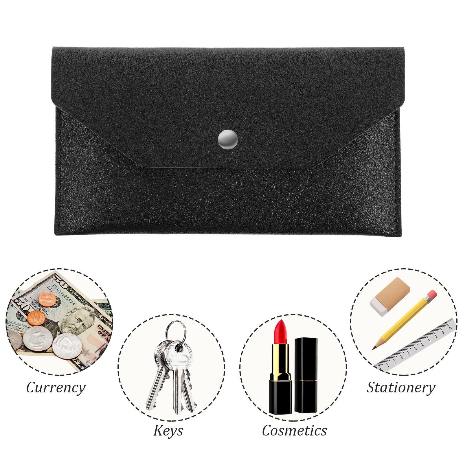 PU Leather Cash Envelope Wallet – Reusable Money Wallet & Pouch for Travel