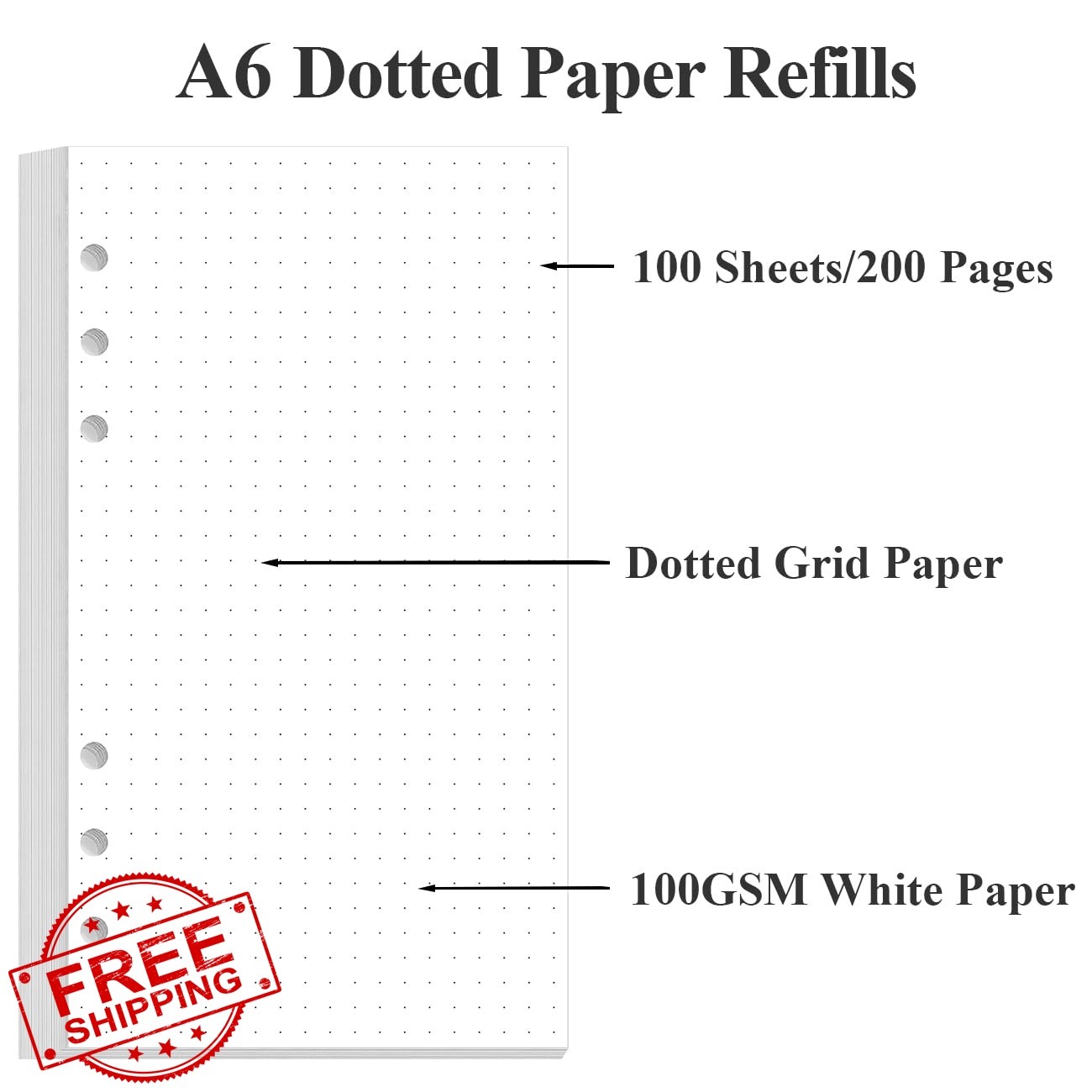 Yaridar A6 Dotted Paper Refills 2-Pack