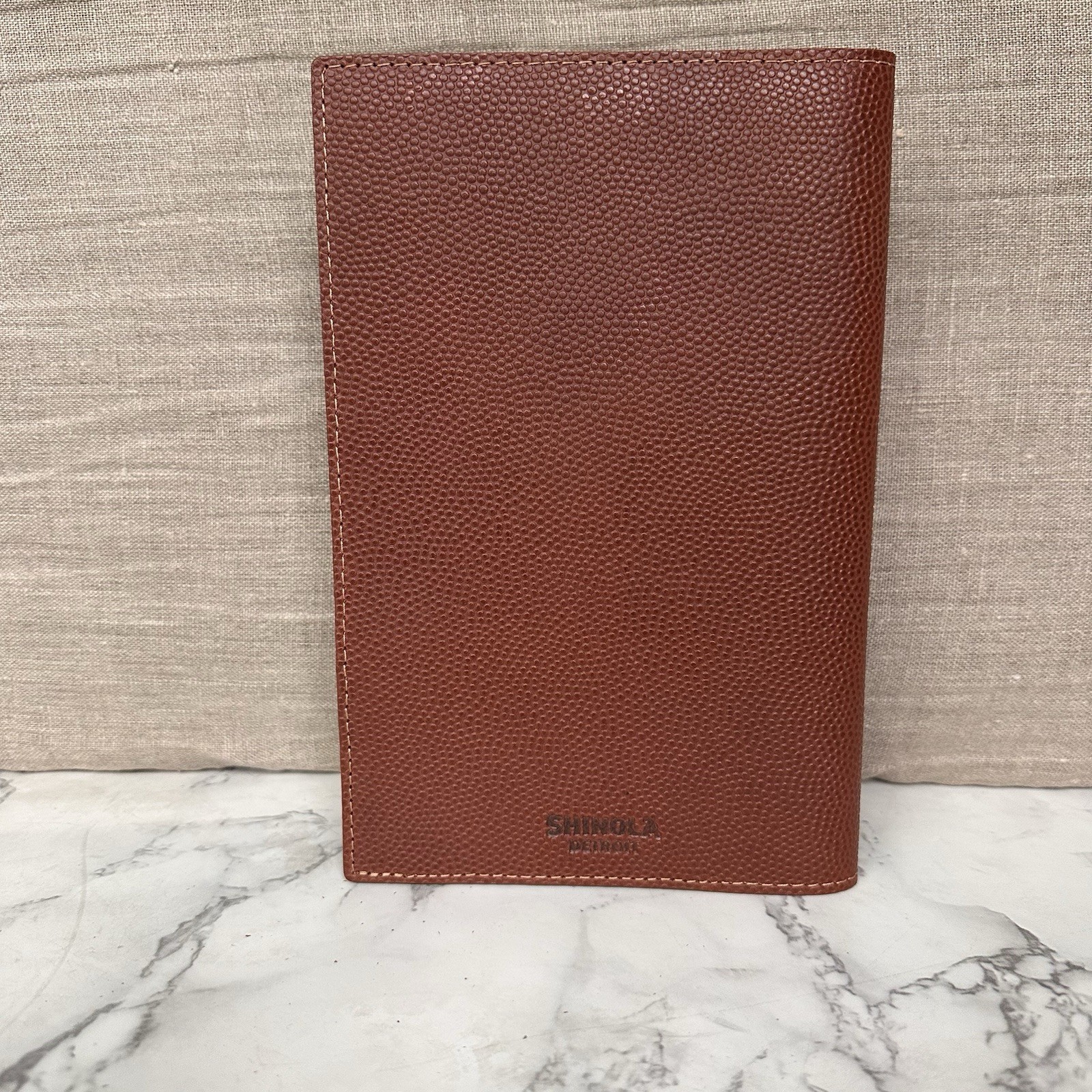 Shinola Brown Pebbled Leather Notebook Journal Cover 5.75×8.75″ Monogram TMM