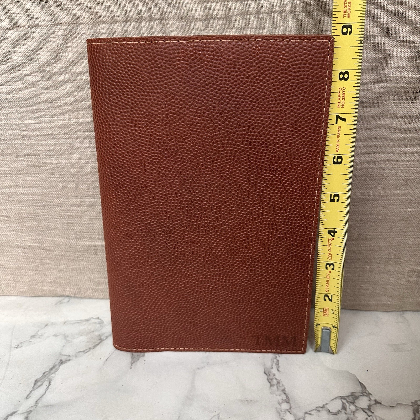 Shinola Brown Pebbled Leather Notebook Journal Cover 5.75×8.75″ Monogram TMM