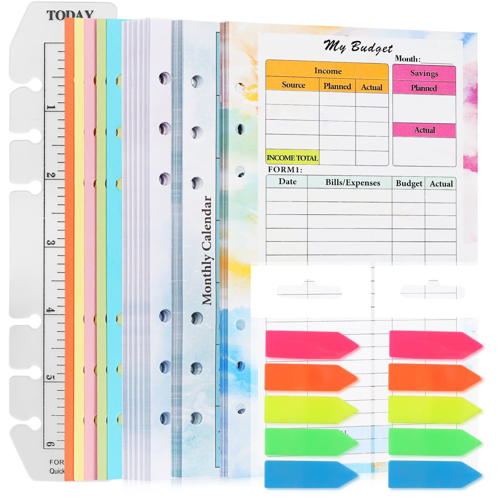 Toplive 7 Pack A5 Planner Inserts Monthly Weekly 7 Pack, Multicolor
