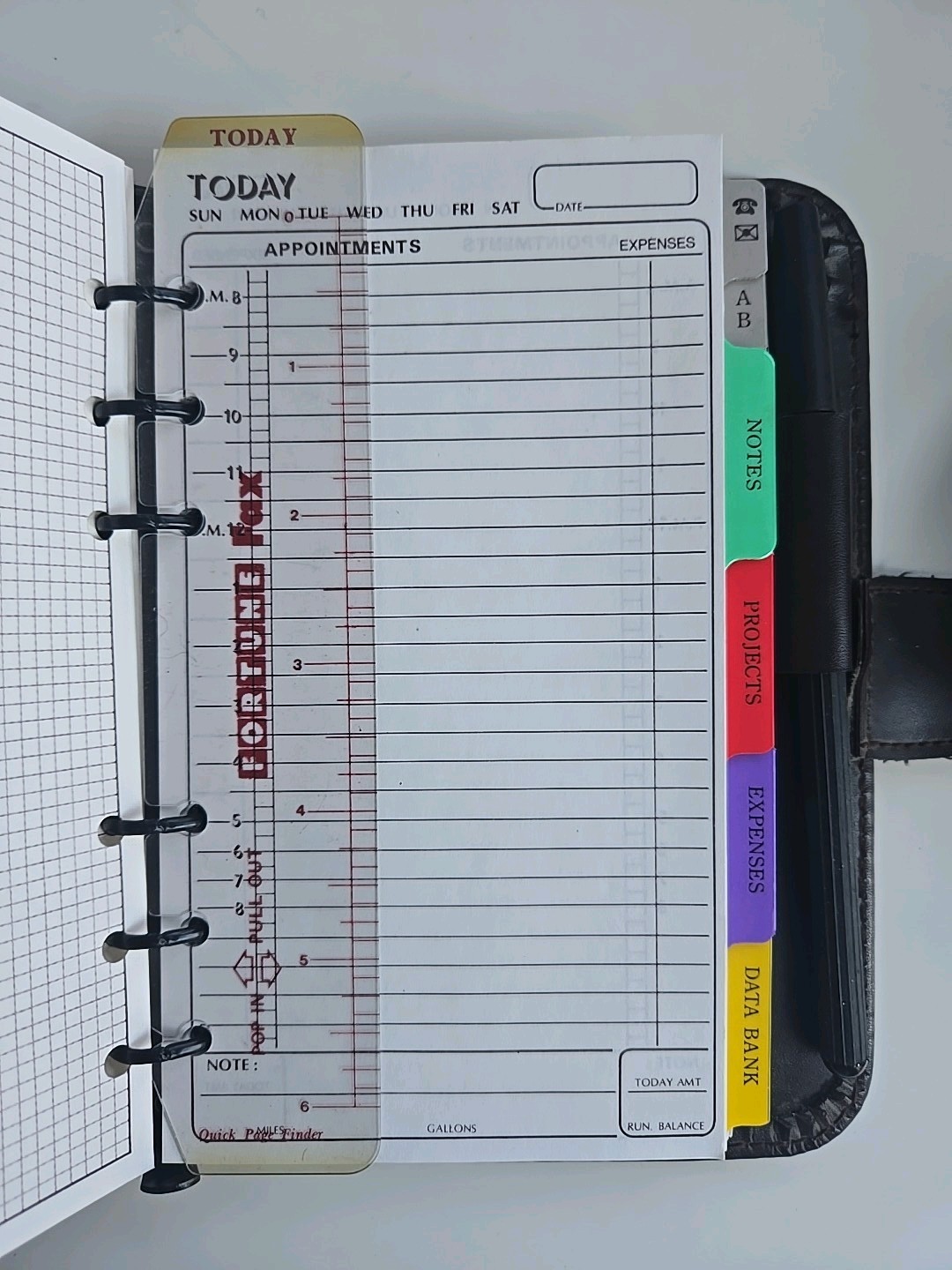 Vintage 80s Day Timer Planner Fortune Dark Brown 6 Ring Minimal Use