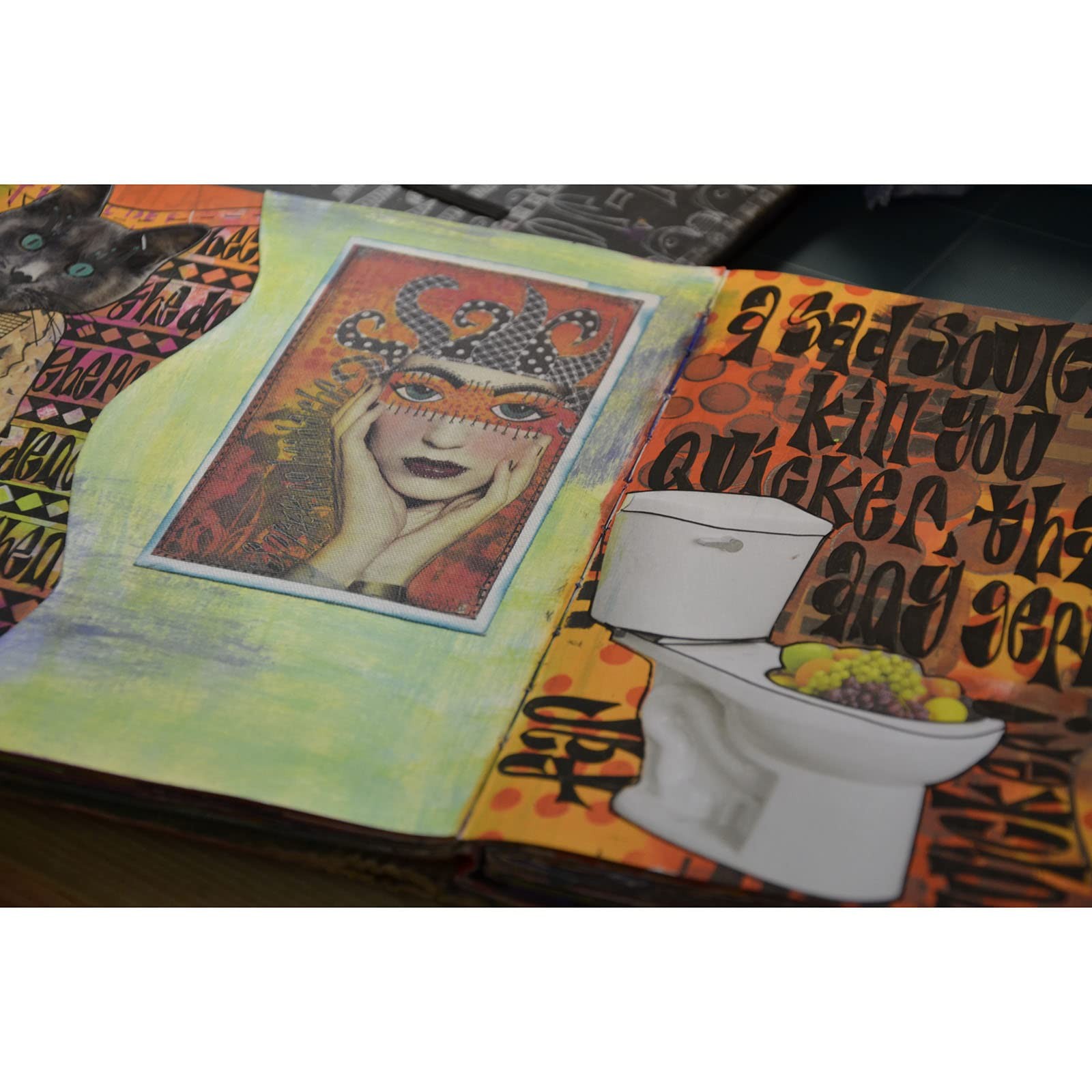 Dyan Reaveley Dylusions Multicolored Blank Journal 9X11 64 Pages With Closure