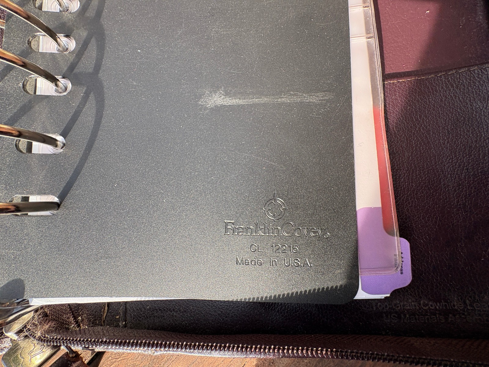 Franklin Covey Leather Planner 8″x10″ Leather Burgundy Zip 7 Ring Binder